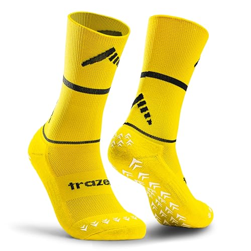 trazer® Grip Socks (Gelb I 39-42) – Rutschfeste Socken mit maximalem Komfort & Langlebigkeit – 6 Monate Anti-Loch-Garantie – Fußball Socken – Stoppersocken – Sportsocken für Herren von trazer