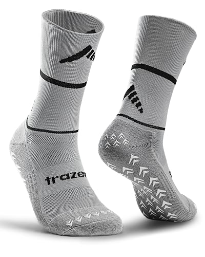 trazer® Grip Socks (Grau I 35-38) – Rutschfeste Socken mit maximalem Komfort & Langlebigkeit – 6 Monate Anti-Loch-Garantie – Fußball Socken – Stoppersocken – Sportsocken für Herren von trazer