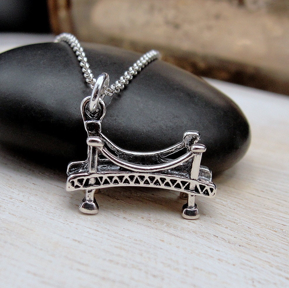 3D Bridge Halskette, 925 Sterling Silber Kalifornien Brücke Charme, San Francisco Charmehalskette, Andenken, Geschenk von treasuredcharms