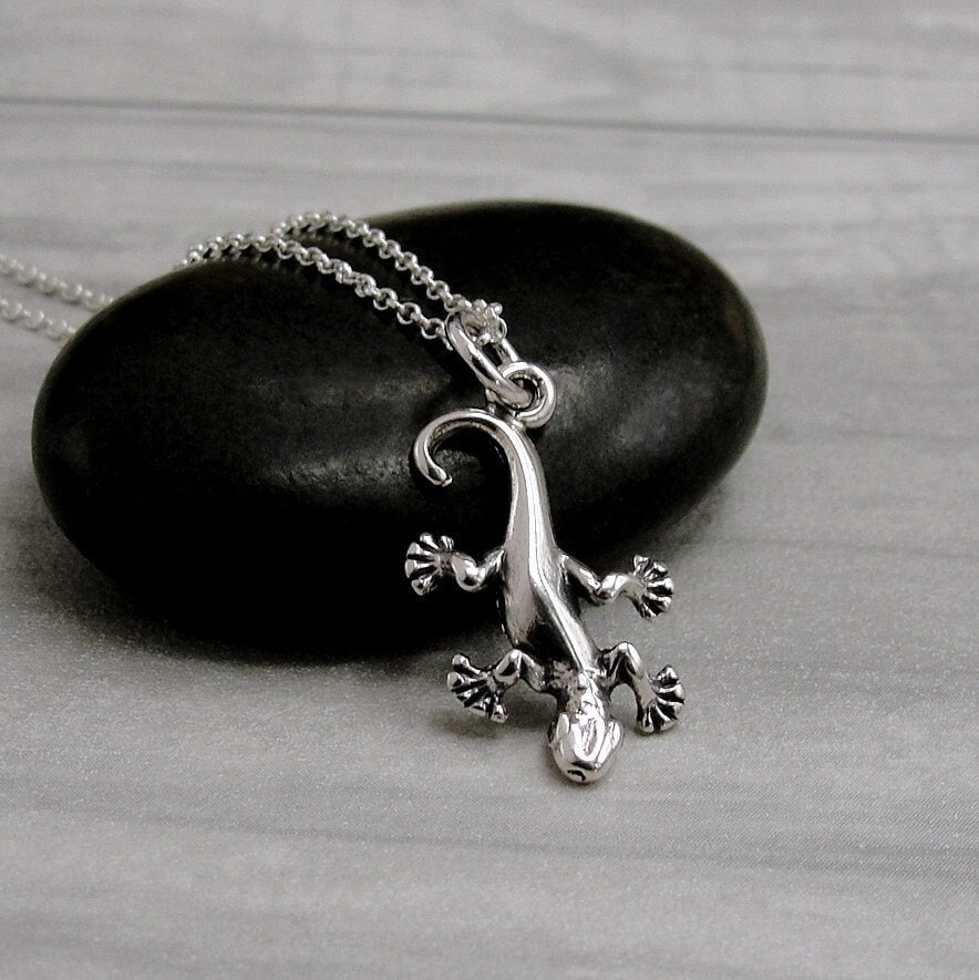 925 Sterling Silber Gecko Halskette, Charm Eidechse Salamander Reptil Schmuck Geschenk von treasuredcharms