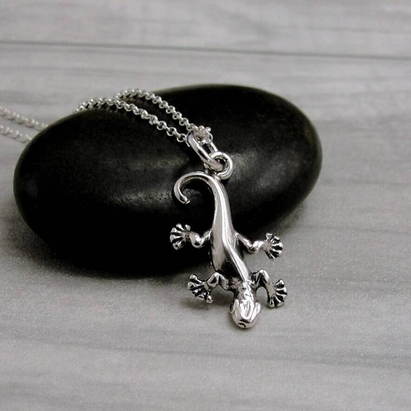 925 Sterling Silber Gecko Halskette, Charm Eidechse Salamander Reptil Schmuck Geschenk von treasuredcharms