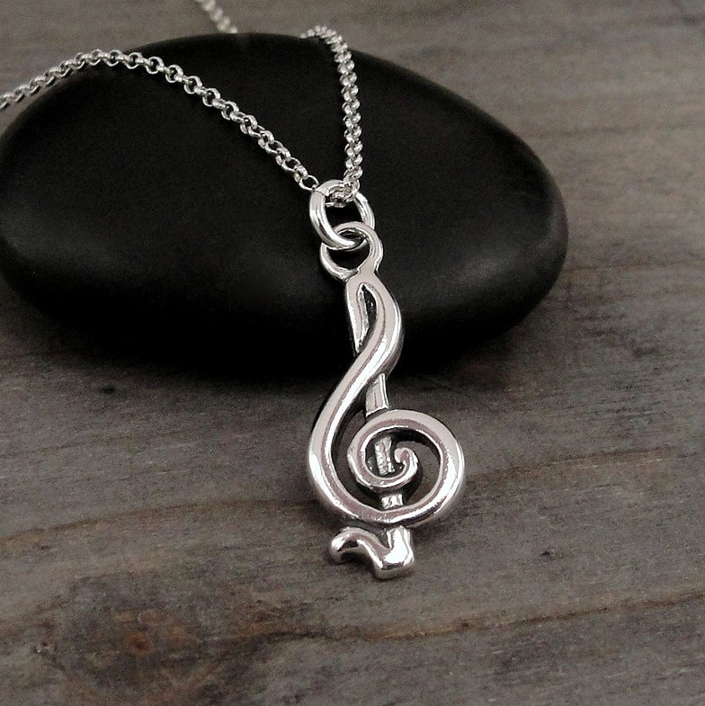 925 Sterling Silber Violinschlüssel Halskette, Charm Musik Note Pianist Musiklehrer Geschenk von treasuredcharms