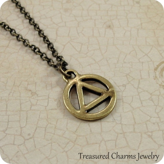 Aa Recovery Halskette, Antik Bronze Genesung Halskette An Einer Bronzenen Kabelkette von treasuredcharms