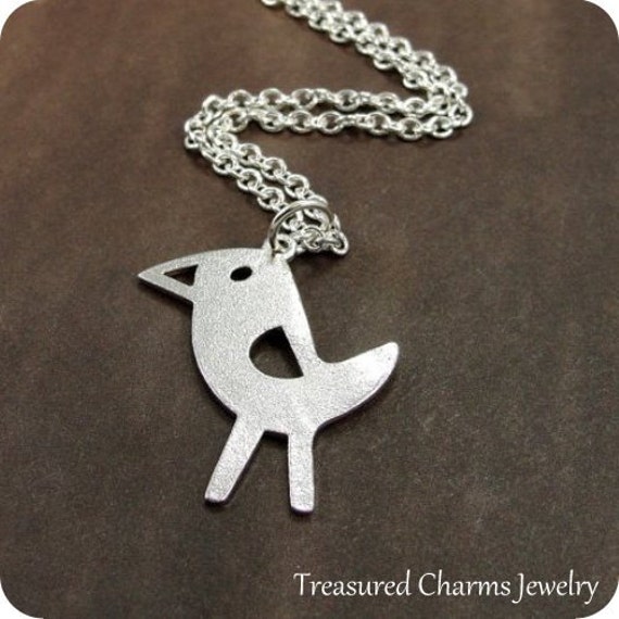 Ausschnitt - Puffin Vogel Halskette, Silber Charm An Einer Silbernen Kabelkette von treasuredcharms