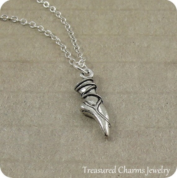 Ballett Slipper Halskette, Silber Charm An Einer Silbernen Kabelkette von treasuredcharms