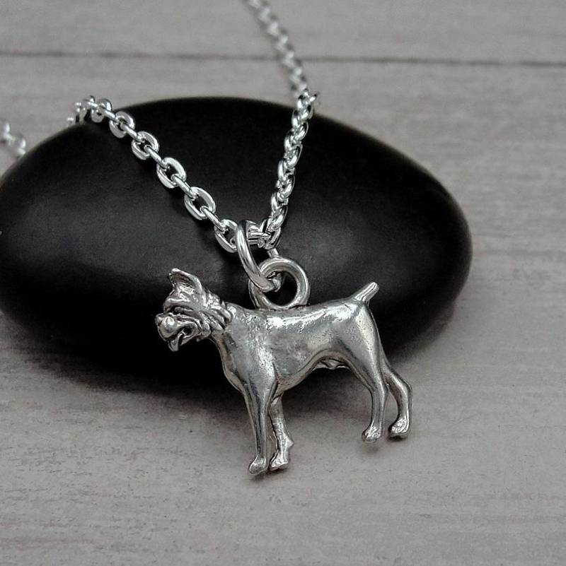 Boxer Hund Halskette, Versilbert Charm Bullmastiff Geschenk, Schmuck von treasuredcharms