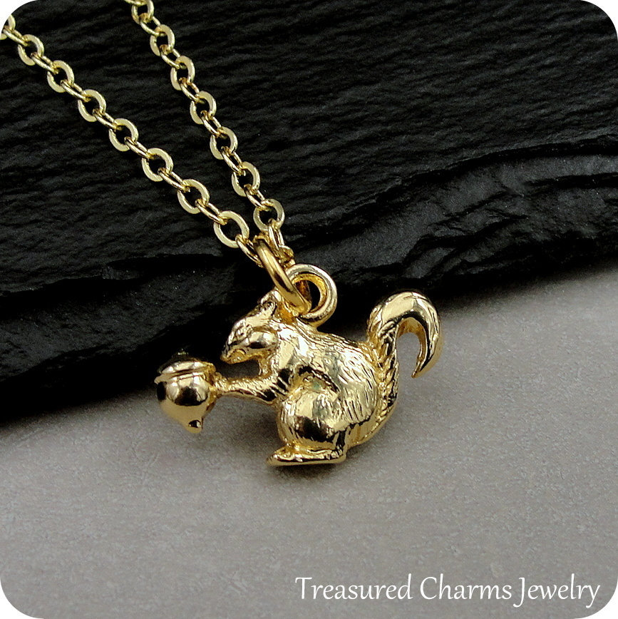Eichhörnchen Halskette, Gold Charm Anhänger, Schmuck, Natur Liebhaber Geschenk Schmuck von treasuredcharms