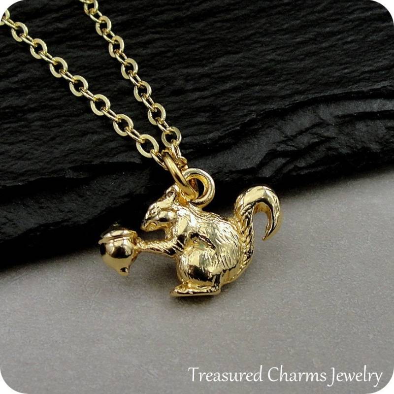 Eichhörnchen Halskette, Gold Charm Anhänger, Schmuck, Natur Liebhaber Geschenk Schmuck von treasuredcharms