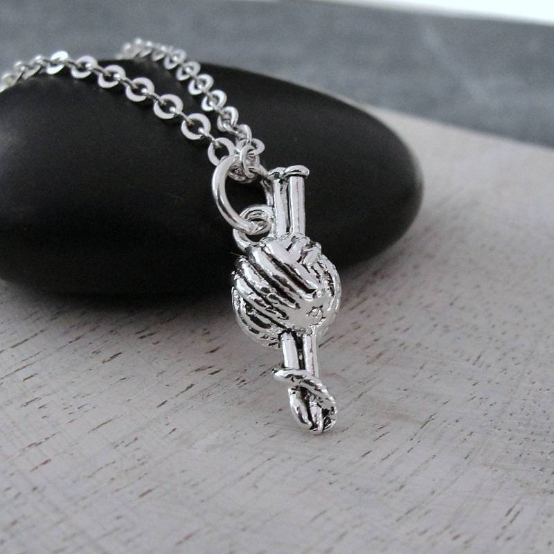 Garn Und Stricknadeln Halskette, Versilbert 3D Stricken Charm Stricker Geschenk Schmuck von treasuredcharms