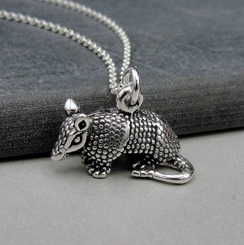 Gürteltier Halskette, 925 Sterling Silber Anhänger An Einer Kabel Kette, 3D Anhänger, Texas Geschenk von treasuredcharms