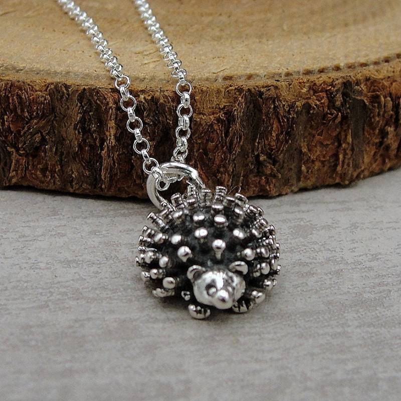 Igel Halskette, Sterling Silber 3D Charme Auf Einer Kabel Kette, Stachelschwein Geschenk, Schmuck von treasuredcharms
