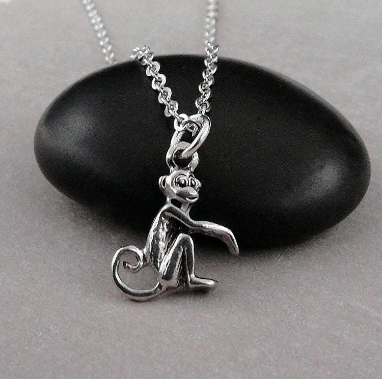 Klammeraffe Kette, Silber Affe Charm Affen Niedliche Monkeky Primaten Zoo Tier Kette von treasuredcharms