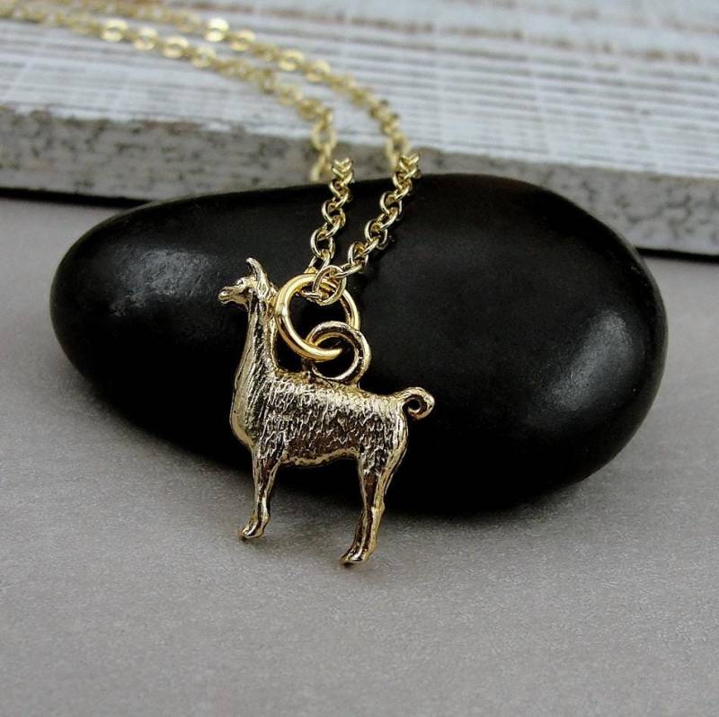 Lama Halskette, Gold Charm Alpaka Haustier Charm, Bauernhof Schmuck, Geschenk, Themen Schmuck von treasuredcharms
