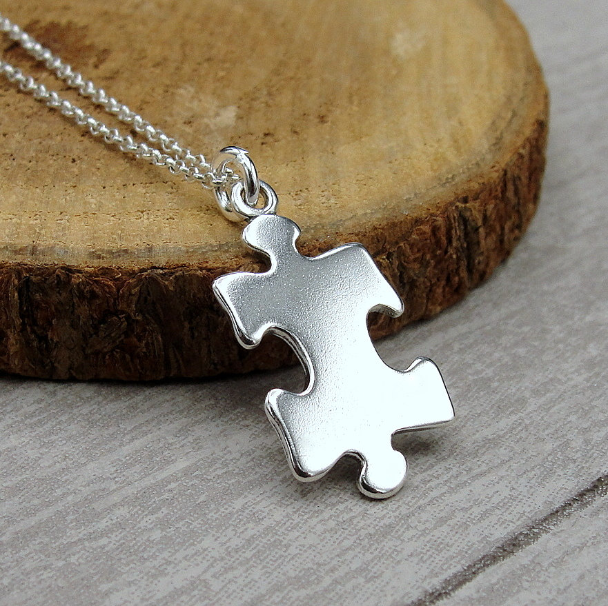 Puzzle Stück Halskette, 925 Sterling Silber Jigsaw Charm Autismus Bewusstsein Schmuck von treasuredcharms