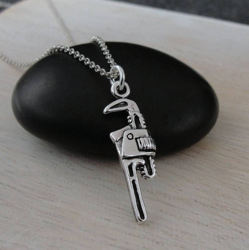 Rohrschlüssel Halskette, 925 Sterling Silber 3D Monkey Wrench Charm Handyman Klempner von treasuredcharms