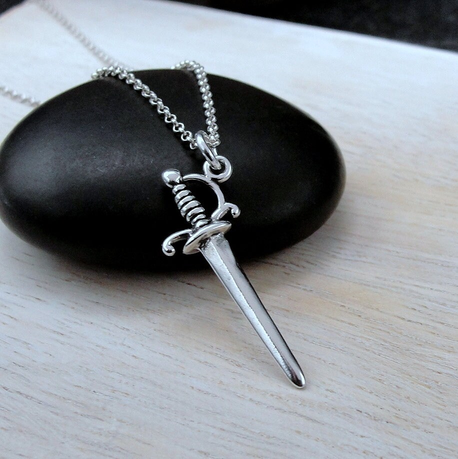 Schwert Halskette, 925 Sterling Silber Dolch Charm Piraten Mittelalter Anhänger von treasuredcharms