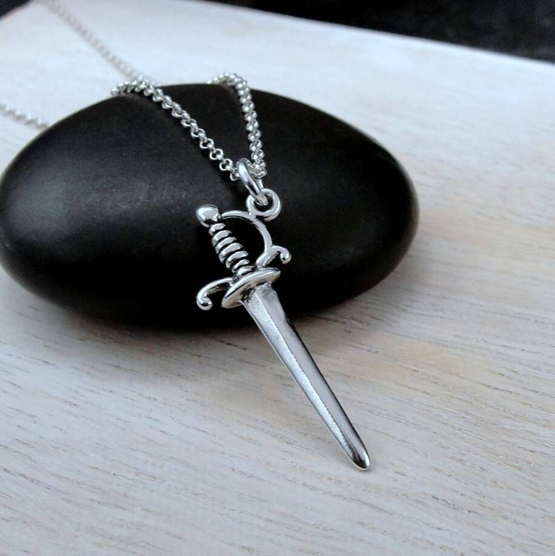 Schwert Halskette, 925 Sterling Silber Dolch Charm Piraten Mittelalter Anhänger von treasuredcharms