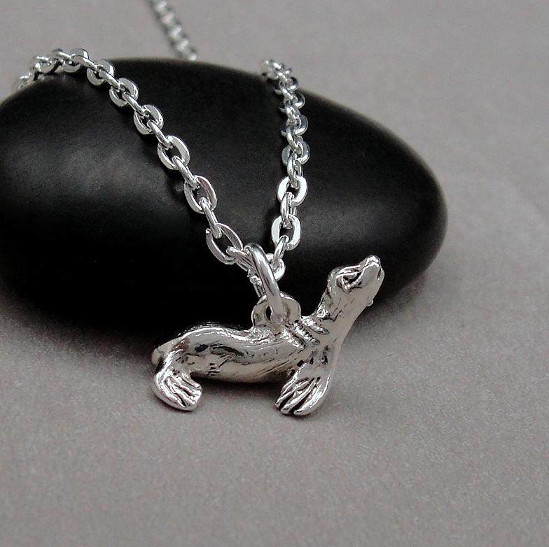Silber Seelöwe Halskette, 3D Charme, Siegel Sea Life Ozean Geschenk, Schmuck von treasuredcharms