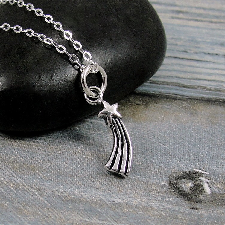 Sternschnuppe Halskette, Charm Astronomie Charm, 925 Meteor Fallender Stern Schmuck von treasuredcharms