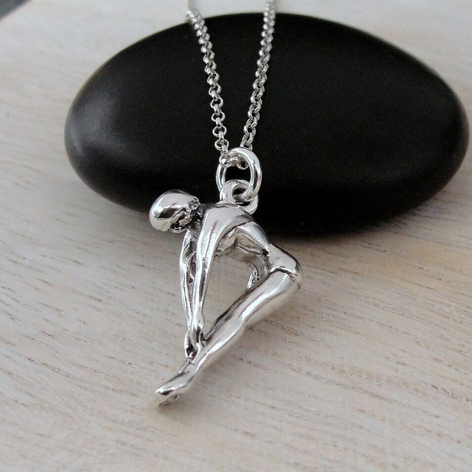 Taucherin Halskette, Sterling Silber Taucher Charm Anhänger An Einer Silberkette von treasuredcharms
