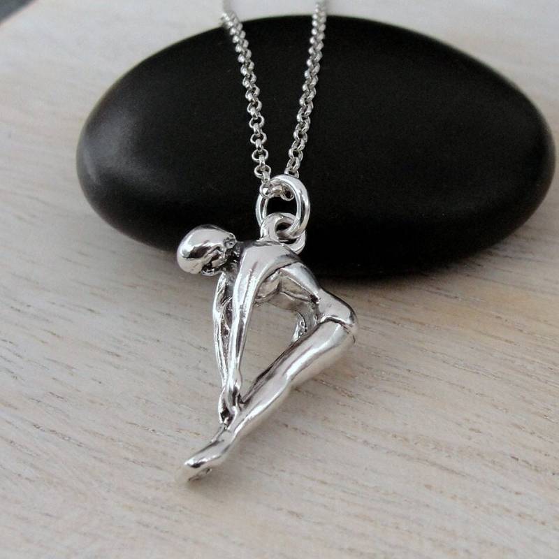 Taucherin Halskette, Sterling Silber Taucher Charm Anhänger An Einer Silberkette von treasuredcharms