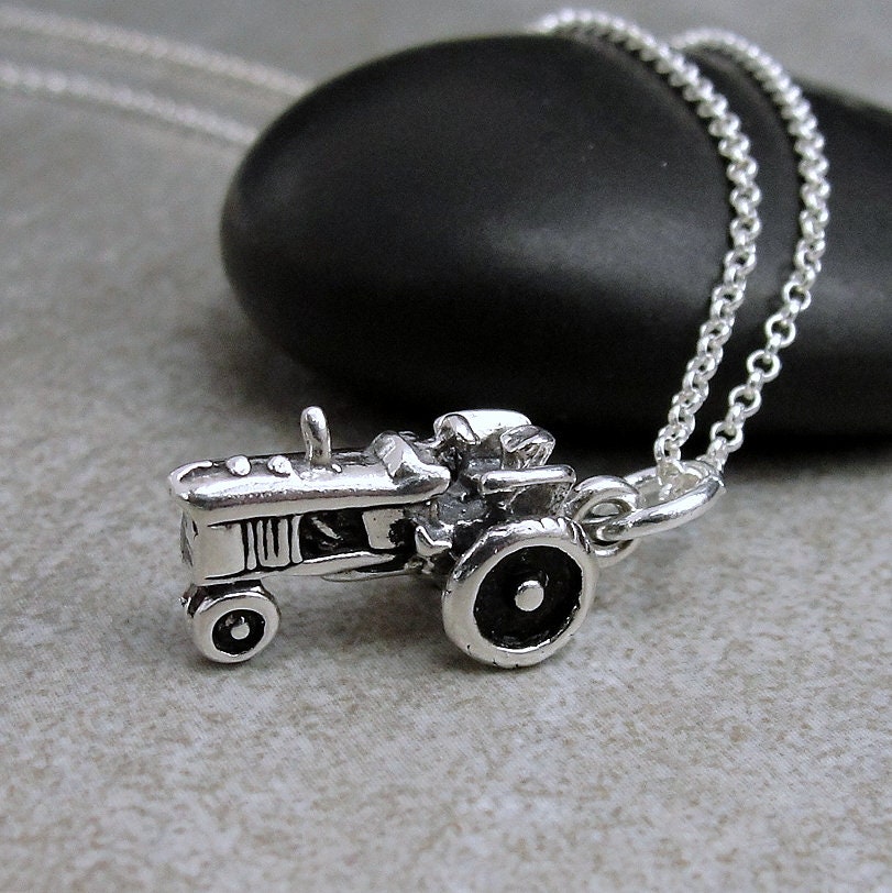 Traktor Halskette, 925 Sterling Silber 3D Charm Bauer Charm, Landmaschinen Landwirtschaft Schmuck von treasuredcharms