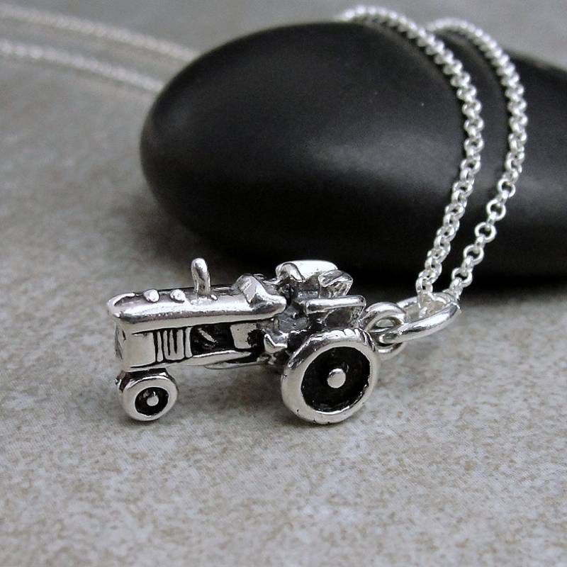 Traktor Halskette, 925 Sterling Silber 3D Charm Bauer Charm, Landmaschinen Landwirtschaft Schmuck von treasuredcharms