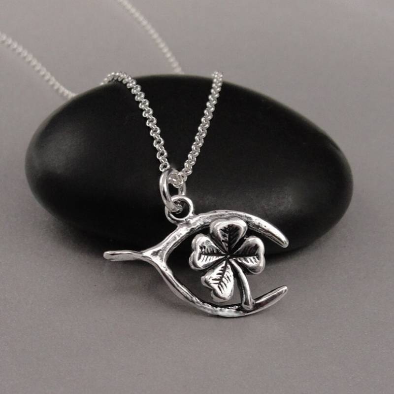 sterling Silber Wishbone Klee Halskette, Charm Glücksbringer Tanskgiving von treasuredcharms