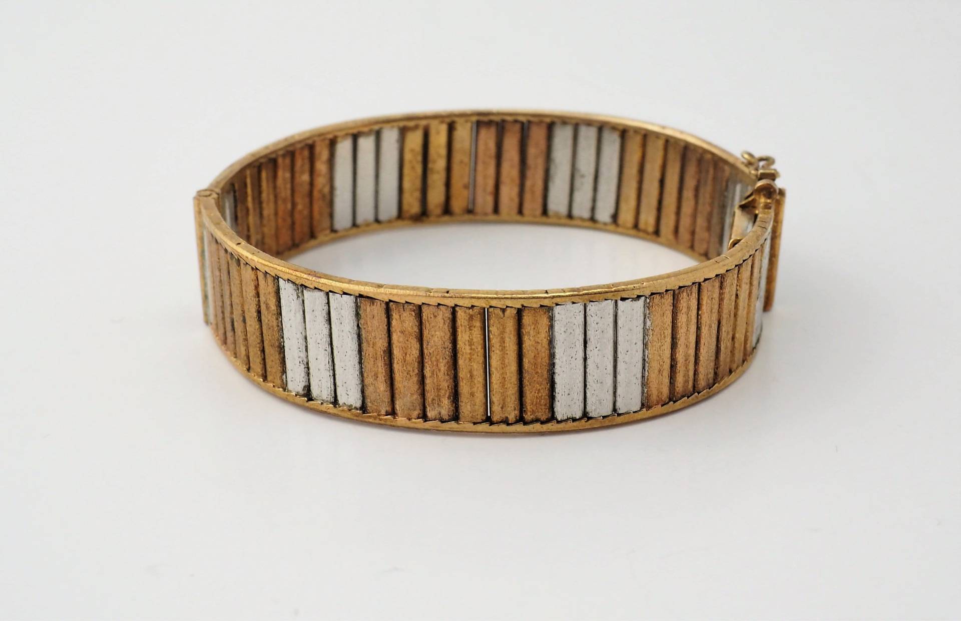 Vintage-Armband Aus Sterlingsilberbronze Dual-Ton Gemischte Metall-Segmentiert Panel Italien Vintage-Armband Aus Sterlingsilberbronze Dual-Ton Gemischte Metall-Segmentiert Panel Italien von treasureflow