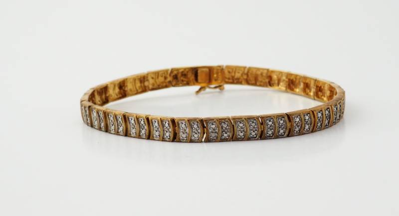 sterling Silber Nieten-Tennis-Armband Zweifarbige, Unterteilte Kette von treasureflow