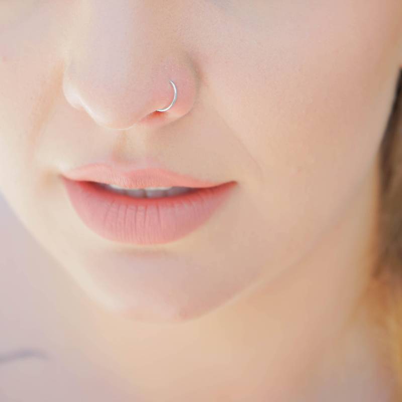 Eng Anliegender Weißgold 14K Nasen - & Knorpelring, Zierliche Kleine Endlose Creole, Solid Gold Hoop, Winzige Passende Rose Nase Tragus Helix von treasureimports