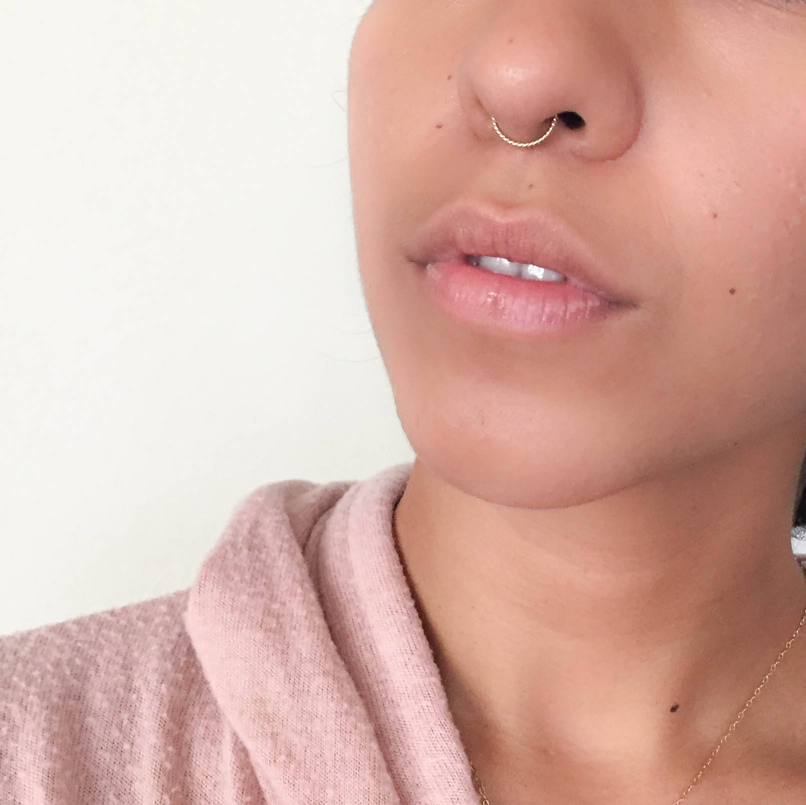 Gedrehter 18 Gauge Septum Ring Sterling Silber, Gold Fill Hoop von treasureimports