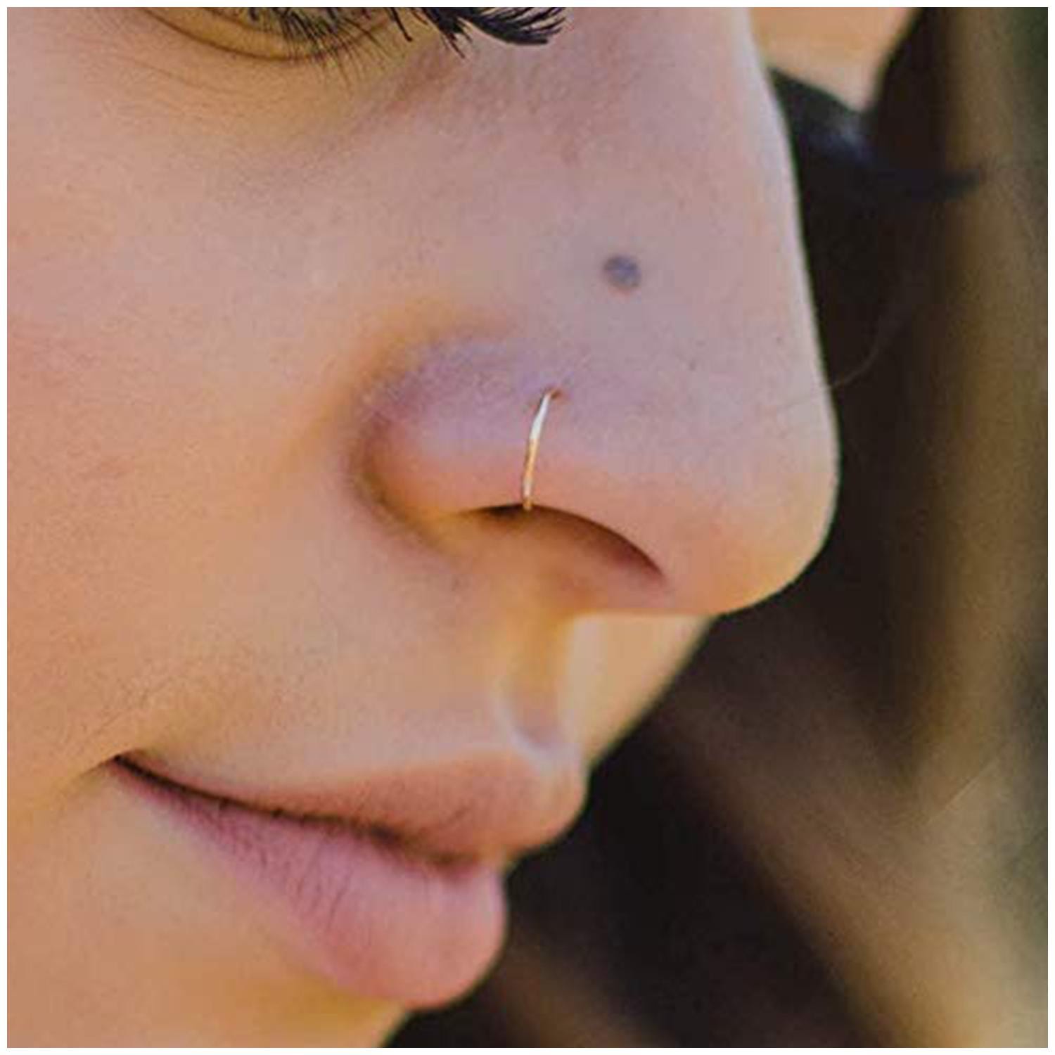 Kunstleder 22 Gauge 5 Mm 6 7 8 9 10 | Faux Kein Loch Nasenring, Gefälschte Clip Auf Nase Piercing, Dünne Fake Unpierzierte Hoop von treasureimports