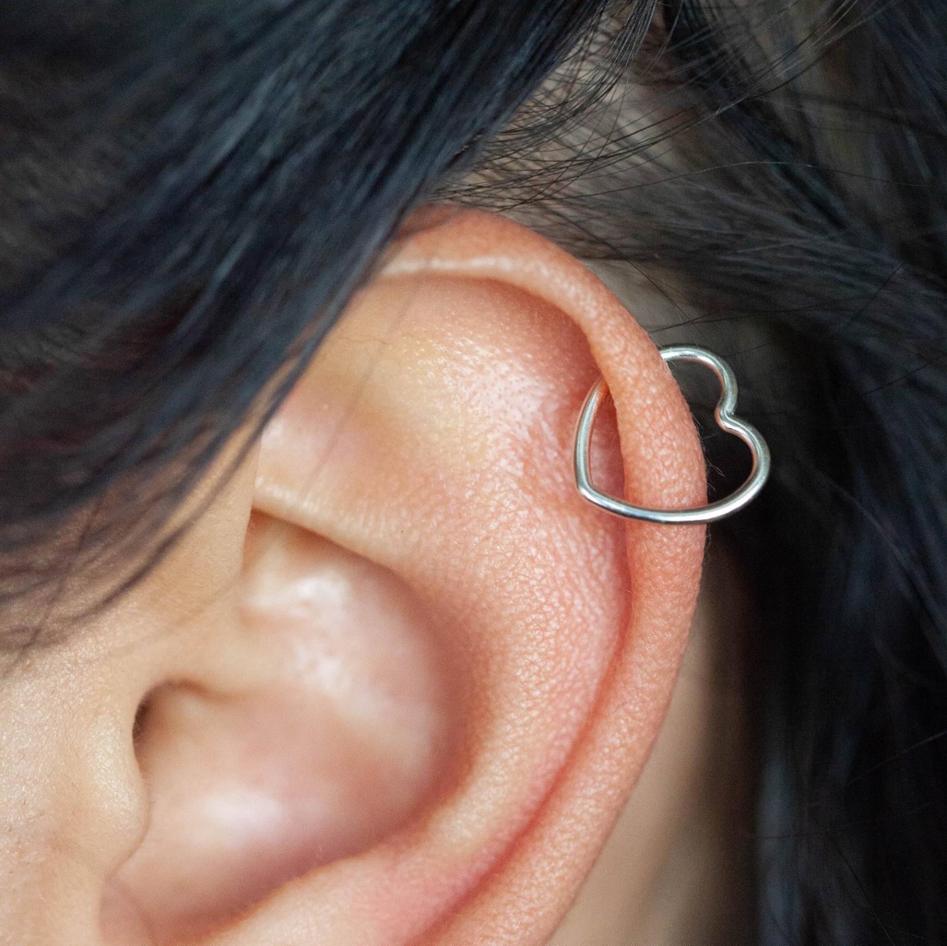 Layering Herz Helix Knorpelohrring Manschette, Knorpel Creolen, Design 925 Silber Ohrmanschette von treasureimports