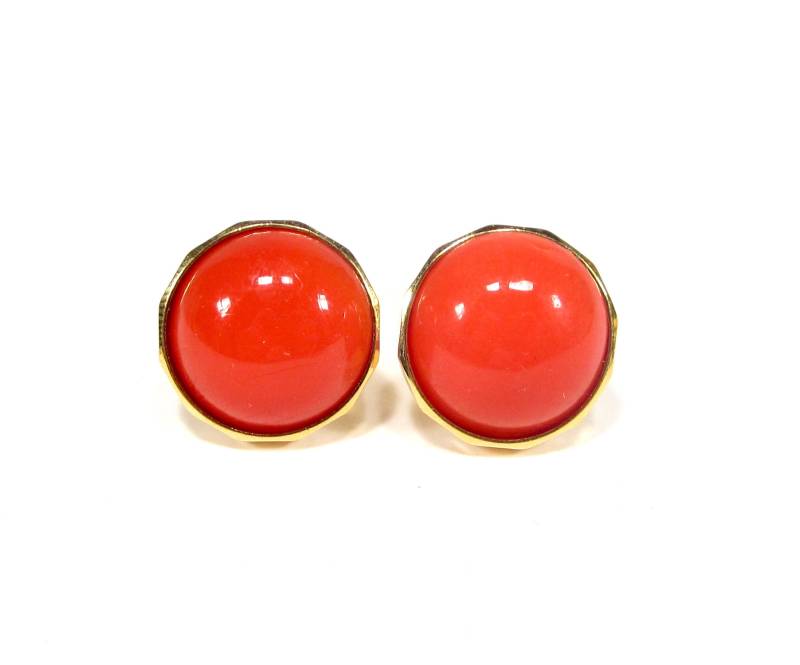 50S Sytle Vintage Ohrclips Gold Orange Handgemachtes Glas 1, 6 cm Made in Germany von treasuresofsoho