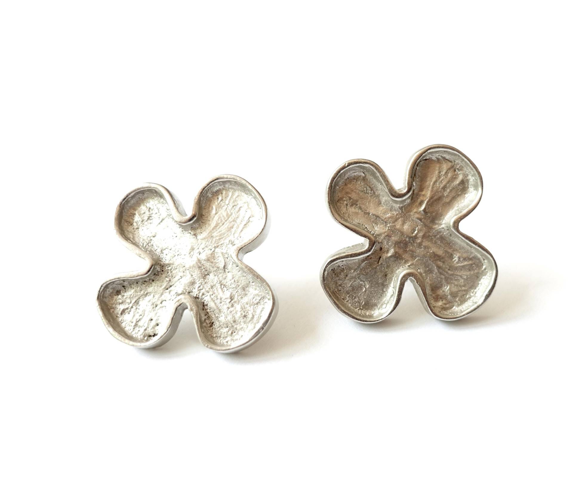 Blumen Ohrstecker Silber Vintage 90Er Jahre Handmade in Germany Köln 1996 von treasuresofsoho