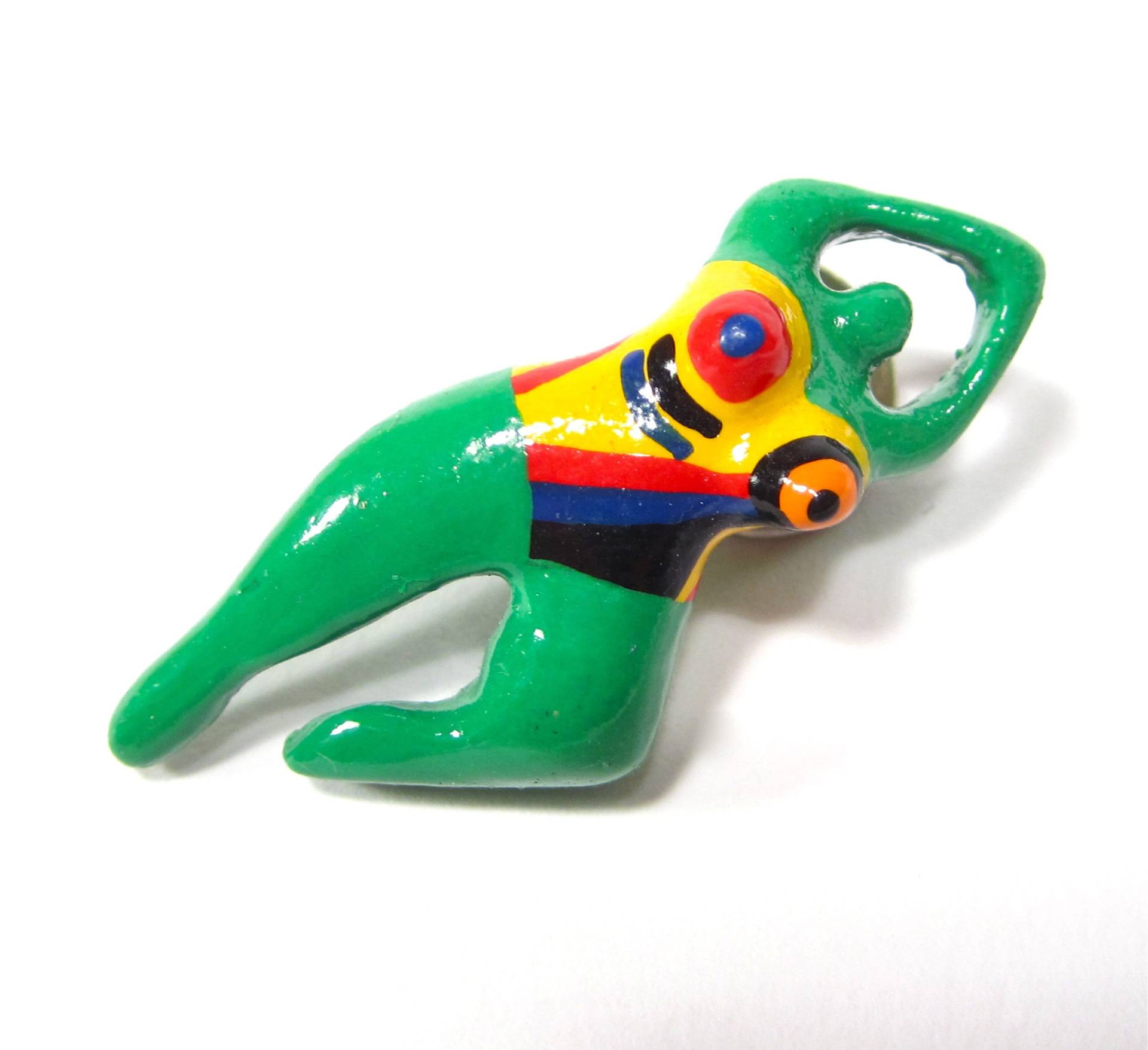 Brosche Pin Eva Grün Bunt Kunterbunt Handbemalt 4x1cm Original Soho Köln 1992 von treasuresofsoho