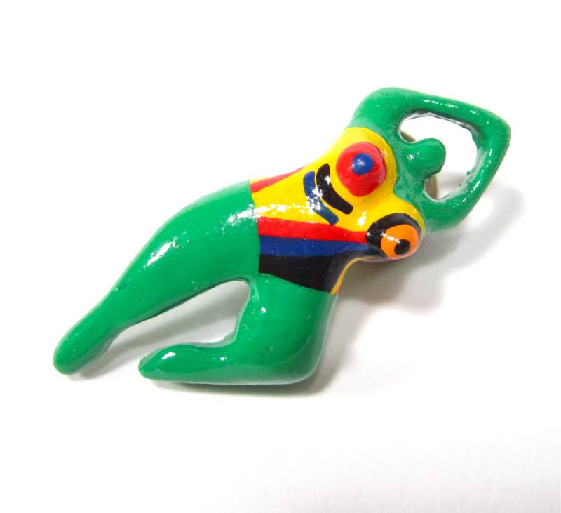 Brosche Pin Eva Grün Bunt Kunterbunt Handbemalt 4x1cm Original Soho Köln 1992 Brosche Pin Eva Grün Bunt Kunterbunt Handbemalt 4x1cm Original Soho Köln 1992 von treasuresofsoho