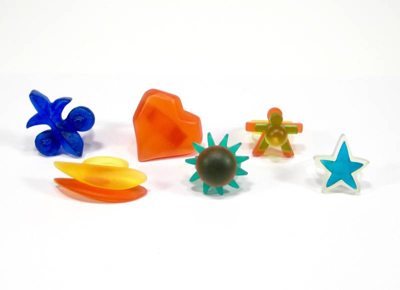 Bunte 90Er Kunstharz Ringe Bunt Set 6 Stück Blau Türkis Herz Sonne Stern Blume Bunte Plastik Funky Handmade Jahre No. 44 von treasuresofsoho