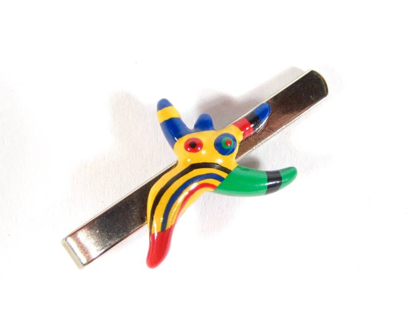 Bunte Lustige Krawattenklammer Tänzerin Figur Handgemacht Pop Art Männerschmuck Original Soho Köln 1992 von treasuresofsoho