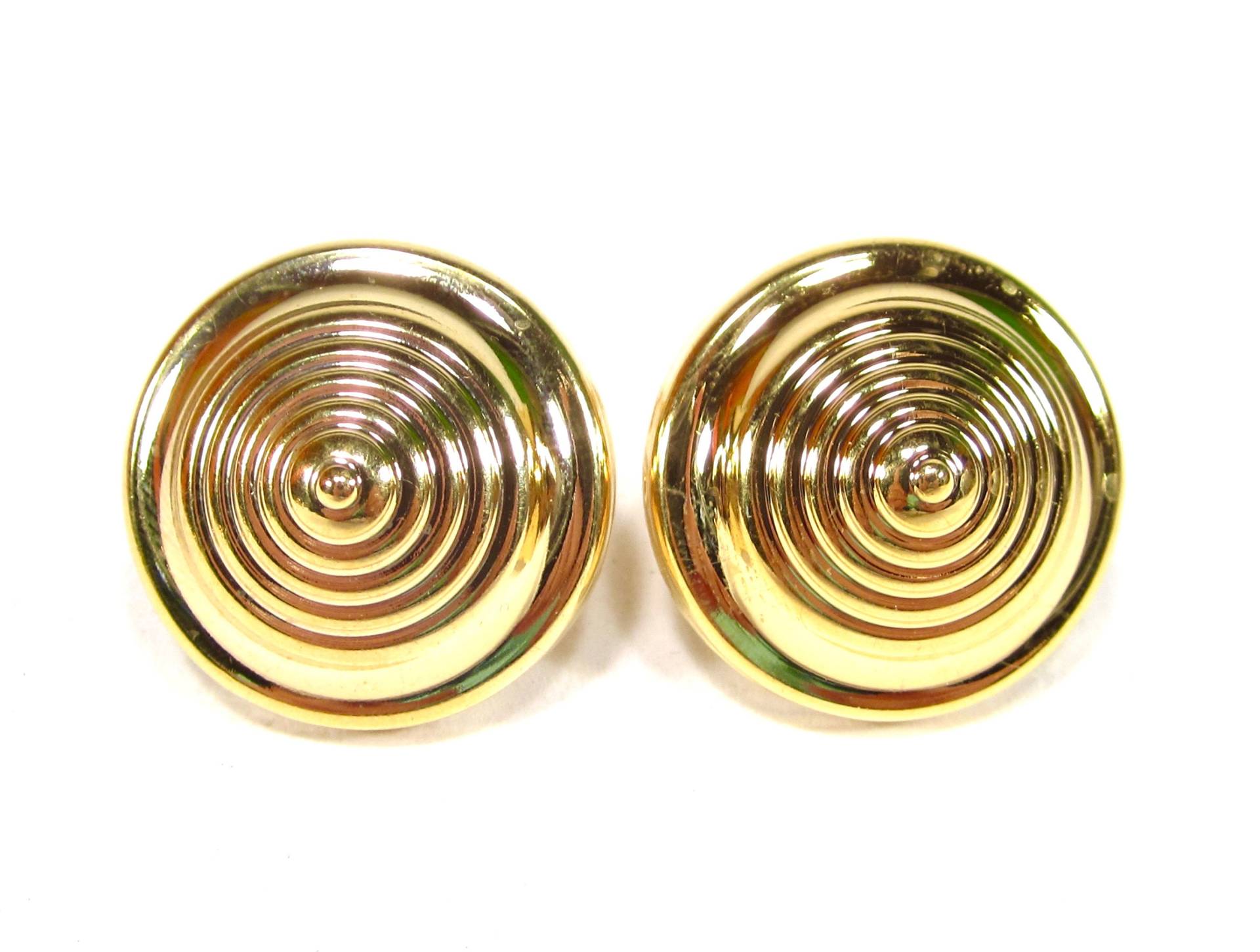 Elegante Runde Gold Polierte Ohrclips Funky Schnecke Spirale Original 80Er Jahre Vintage Retro 2, 5 cm Made in Germany von treasuresofsoho