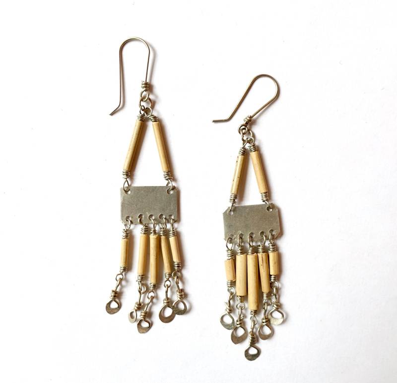 Ethno Ohrringe 70Er Jahre Brasilien Silber Braun Ohrhänger von treasuresofsoho