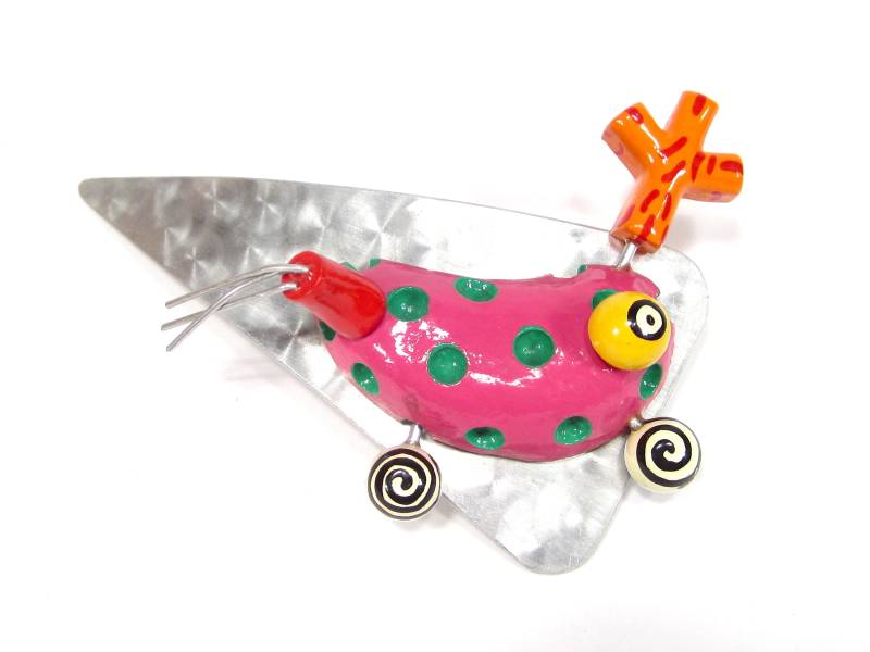 Große Handgemachte Bunte Haarbrosche Pop Art Haarspange Original 90Er Jahre Vintage Haarklammer 11 X 5 cm von treasuresofsoho