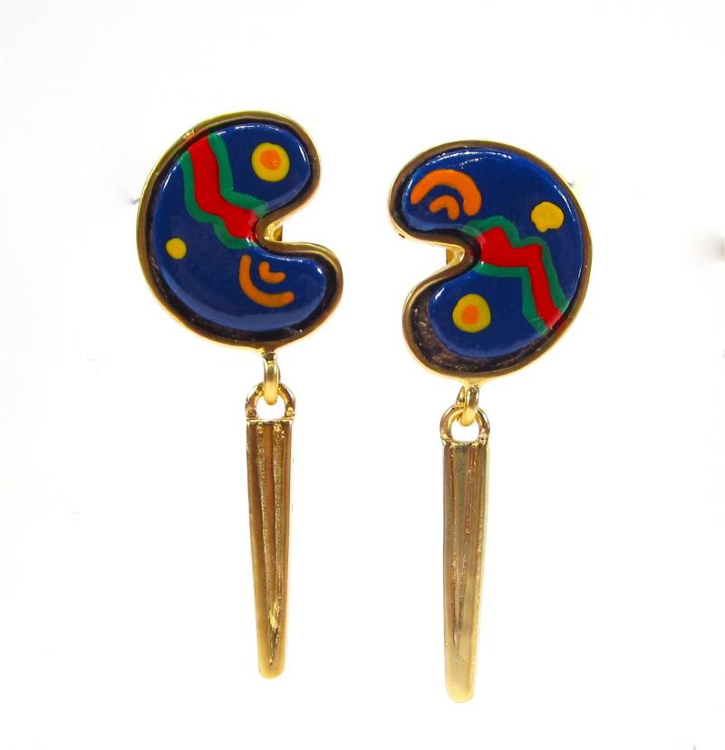 Ohrclips Mond Behang Gold Kunstharz Pop Art Retro Original Soho Köln 1993 Made in Cologne Ohrclips Mond Behang Gold Kunstharz Pop Art Retro Original Soho Köln 1993 Made in Cologne von treasuresofsoho