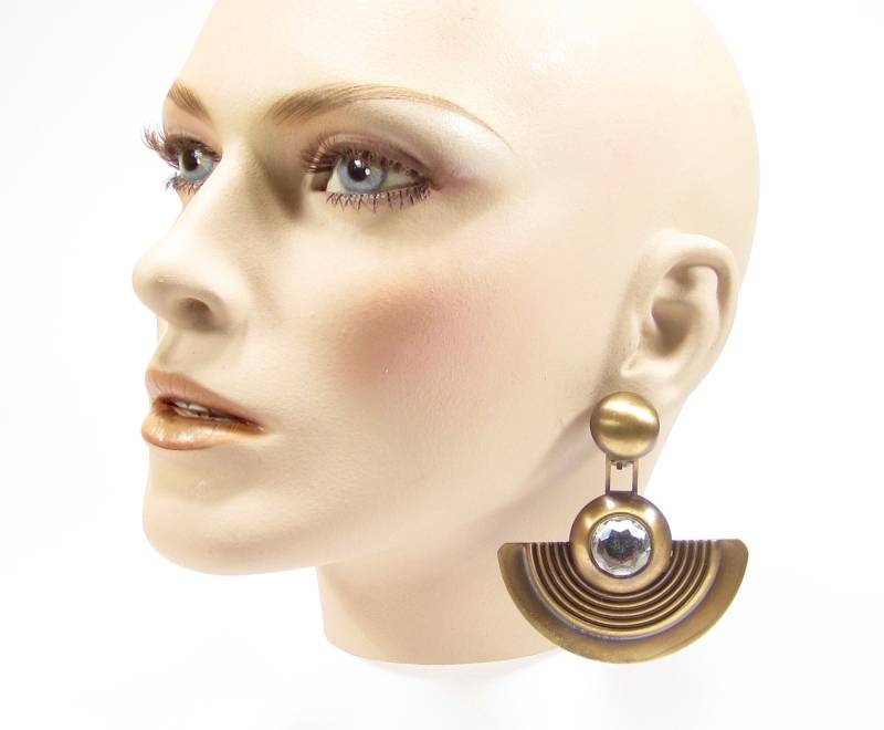 Riesen Bronze Vintage Ohrclips Ägypten Ohrringe Retro 70Er Jahre 6, 5 X 7 cm Made in Germany von treasuresofsoho