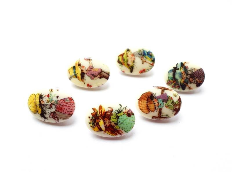 Süße Broschen Set Märchen Figuren Comic Vintage Glas Brosche Handgemachter Glasstein Mädchen Junge 1950 Made in Germany von treasuresofsoho