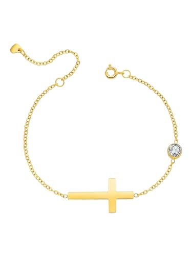 Elegantes vergoldetes Kreuz Armband aus Edelstahl | Wasserfester christlicher Schmuck für Damen | Konfirmation, Firmung & Erstkommunion Geschenk | Kreuz Kette für Handgelenk – Christliche Geschenke von treats yourself