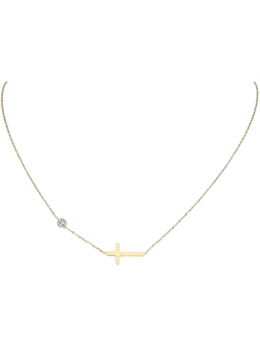 Kreuz Kette gold als christliche Geschenke für Frauen | Elegante Damen Schmuck Kette mit Kreuz als christliche Geschenkidee | Ideals auch als Christlicher Schmuck Frauen Geschenk von treats yourself
