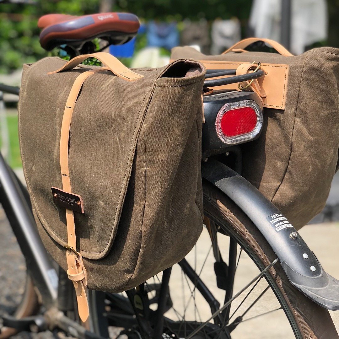 Gewachster Canvas Pannier/Fahrradtasche Mit Klappe, Fahrradzubehör von treesizeverse