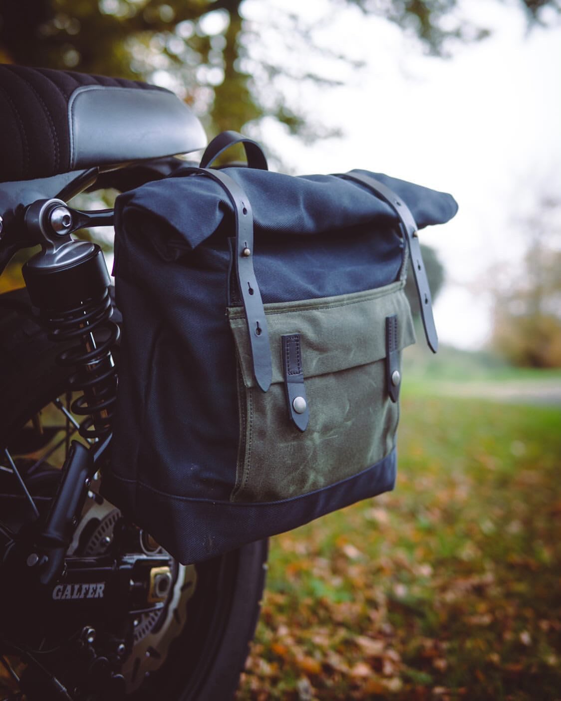 Motorradtasche Aus Gewachstem Canvas Wasserdichte Satteltasche Fahrradtasche Fahrradzubehör von treesizeverse